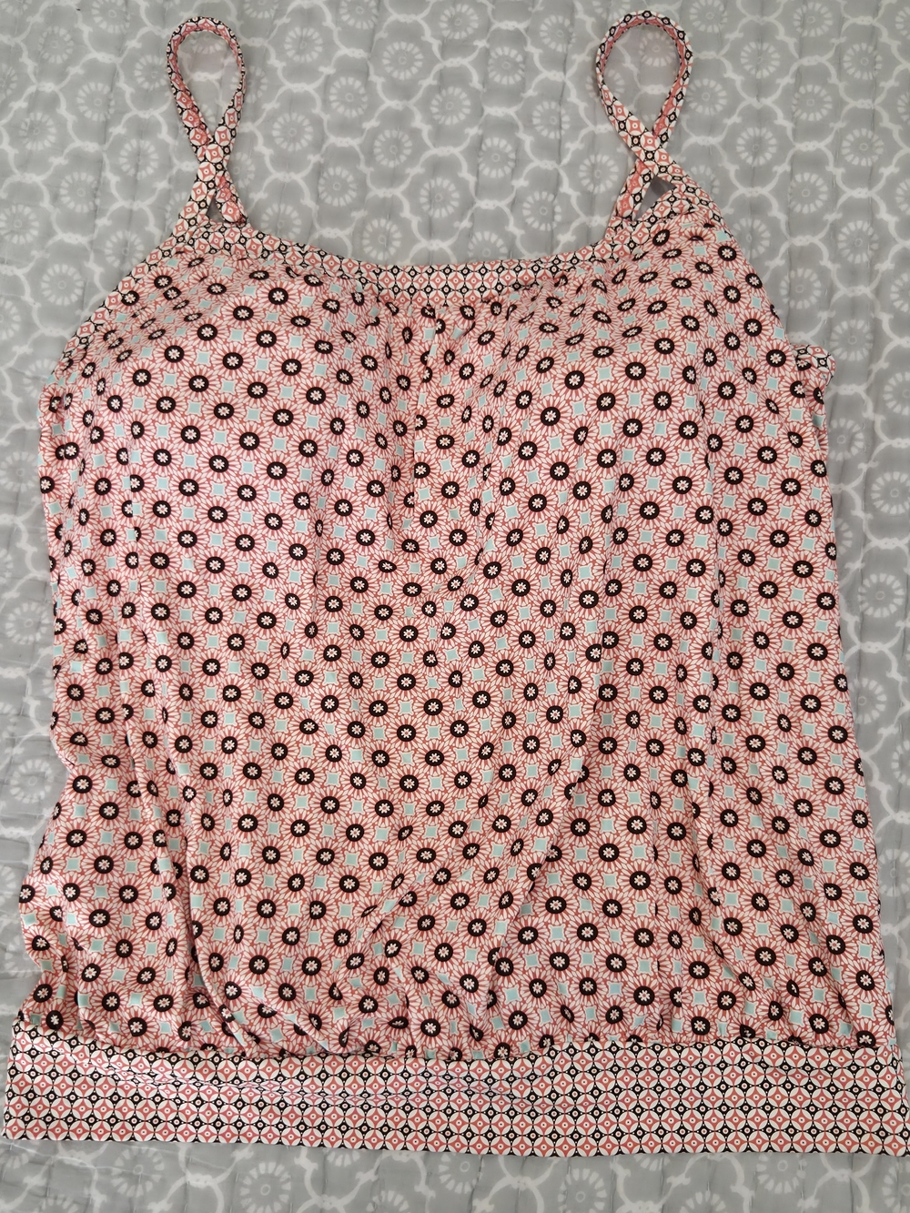 Lands' End UPF 50 Blouson Tankini - Wood Lily Tile